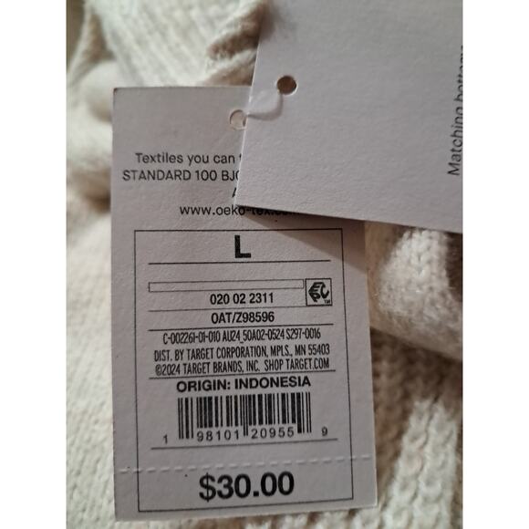 Auden Sweater Knit Wide Leg Pajama Set Cream Color Womens Size Large - Picture 12 of 12